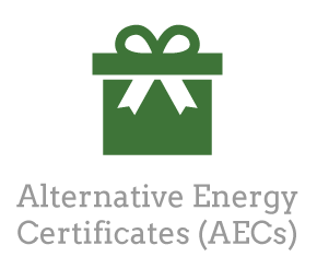 Alternative Energy Certificates (AECs) logo for purchases of highly efficient residential heating and cooling systems